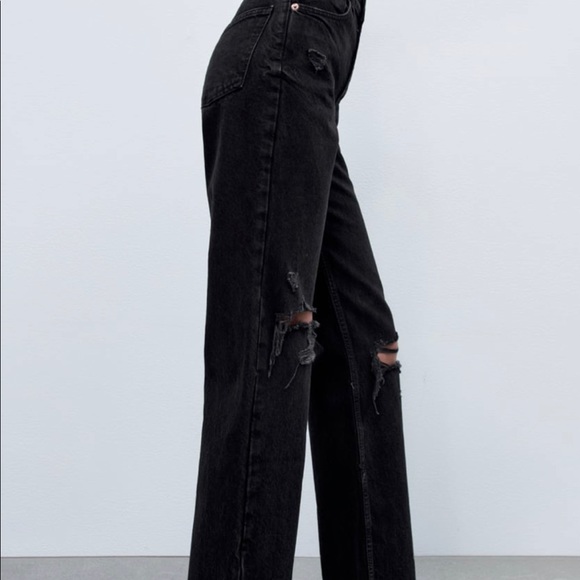 ZARA Ripped Wide Leg Jeans - Picture 8 of 12